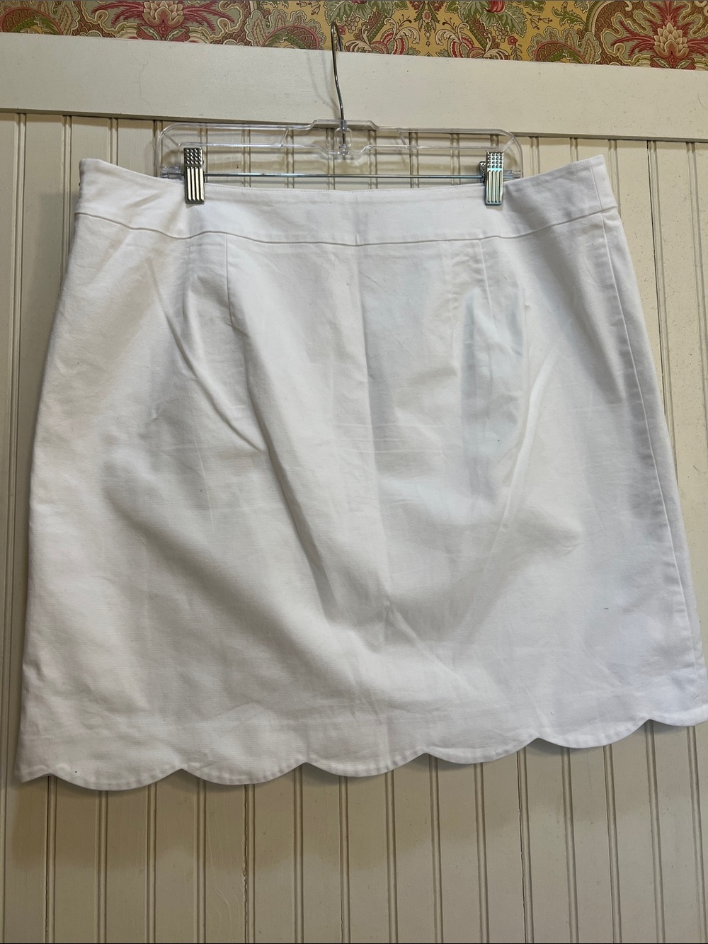 Talbots White A-Line Cotton Skirt with Scalloped Hem - Picture 3 of 3